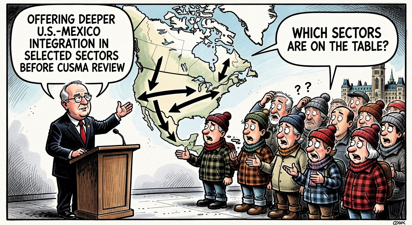Carney offering deeper U.S.-Mexico integration in selected sectors before CUSMA review while Canadians ask which sectors are on the table
