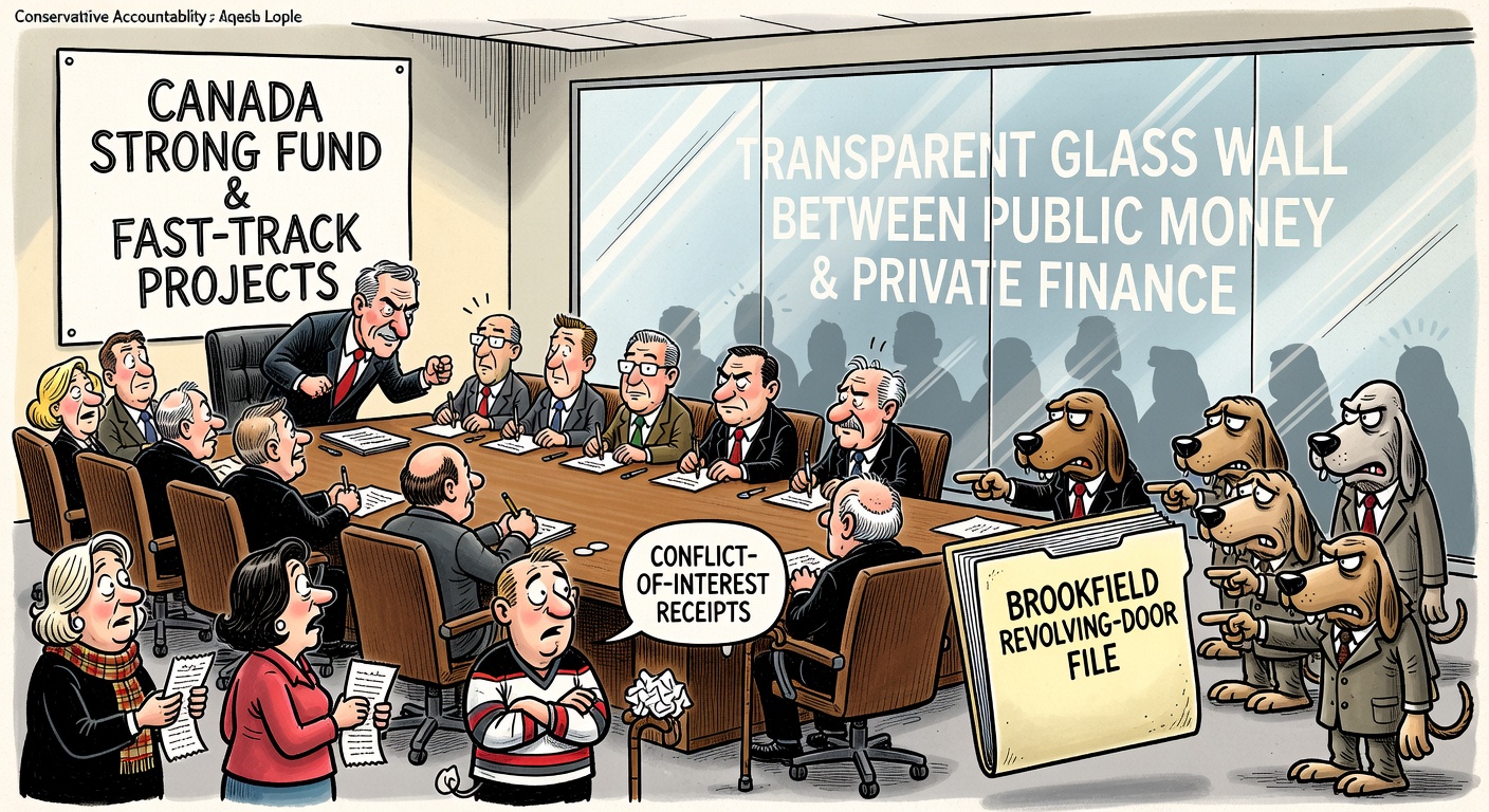 Carney Canada Strong Fund project table with watchdogs asking for a Brookfield conflict firewall