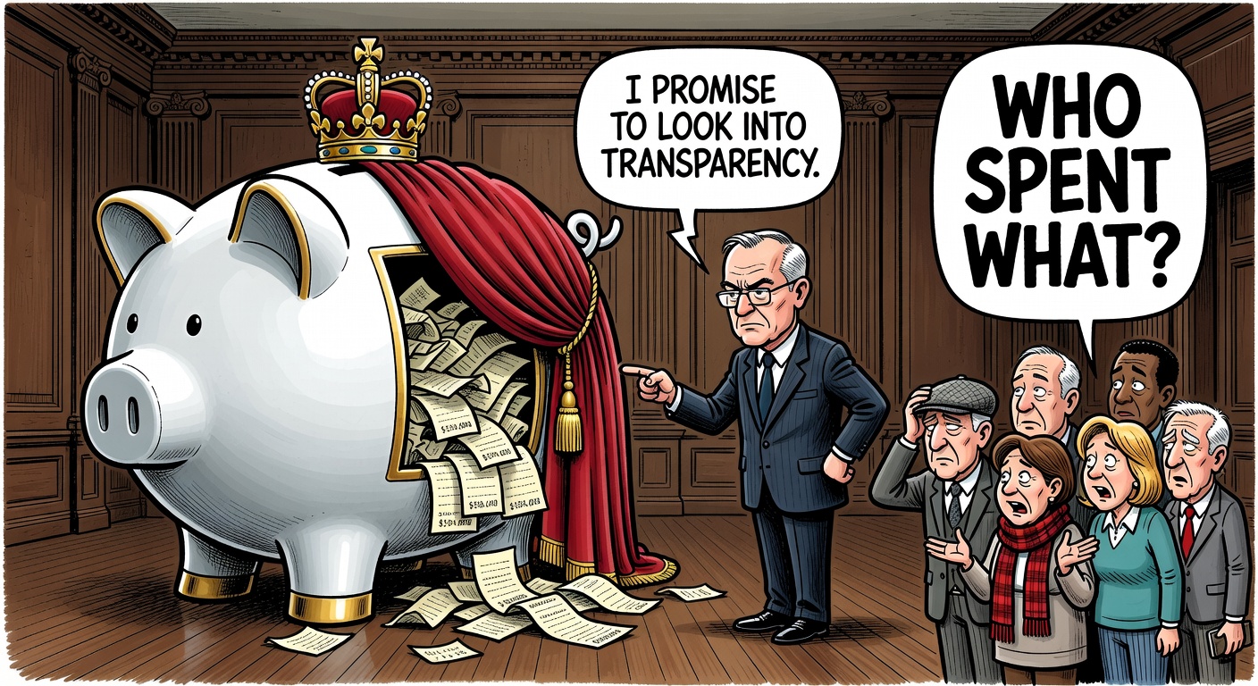 A Rideau Hall expense account piggy bank with 554000 dollars in hidden taxpayer receipts while Canadians ask for transparency