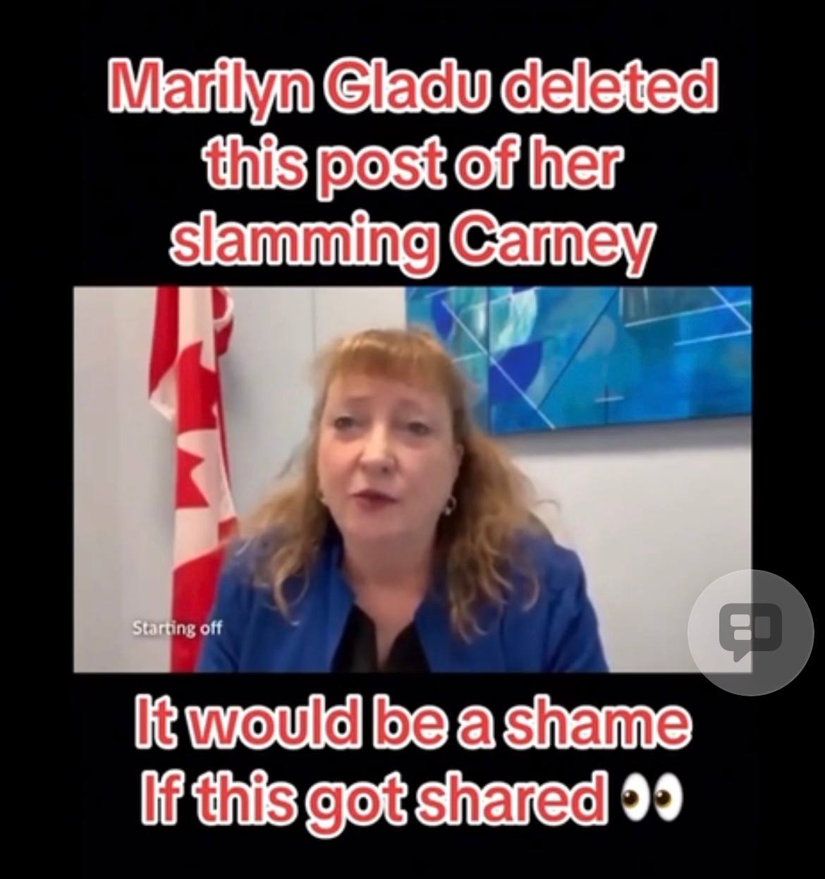 Marilyn Gladu deleted her video slamming Carney before crossing the floor